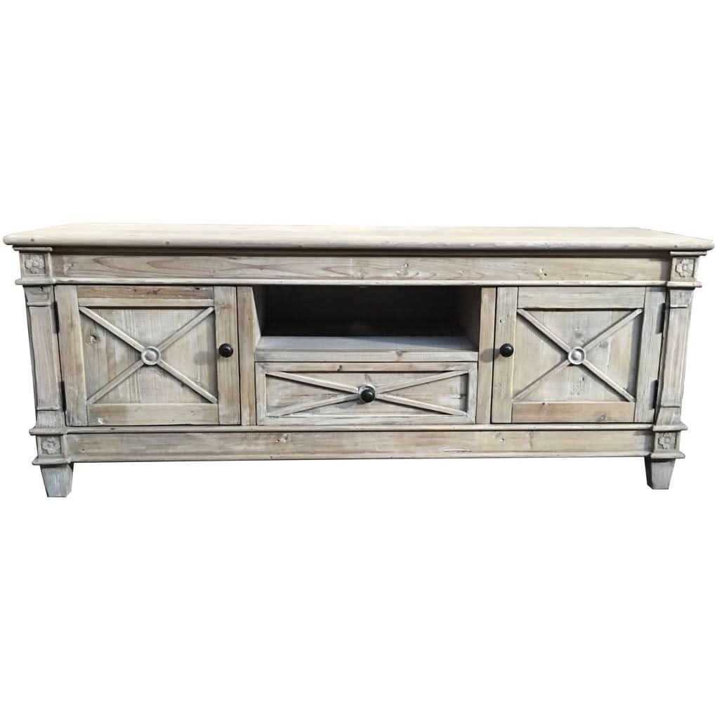 PROVENZ RECYCLED ELM RUSTIC 2-DOORS & 1 DRAWER TV UNIT 140CM - MyChocolateWood