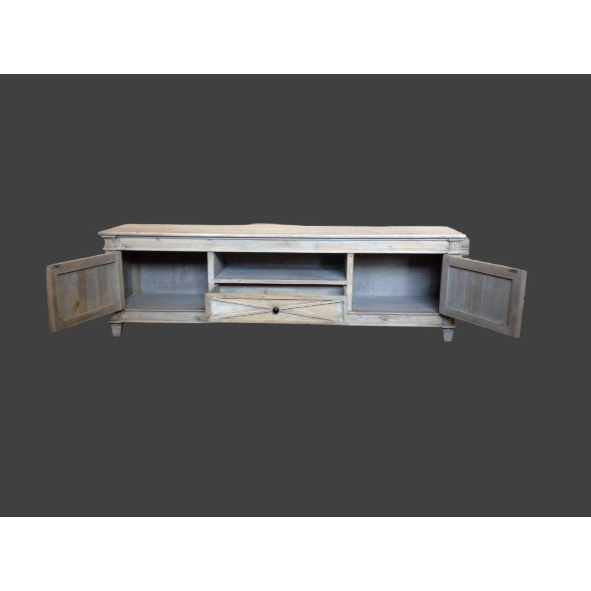 PROVENZ RECYCLED ELM RUSTIC 2-DOORS & 1 DRAWER TV UNIT 140CM - MyChocolateWood