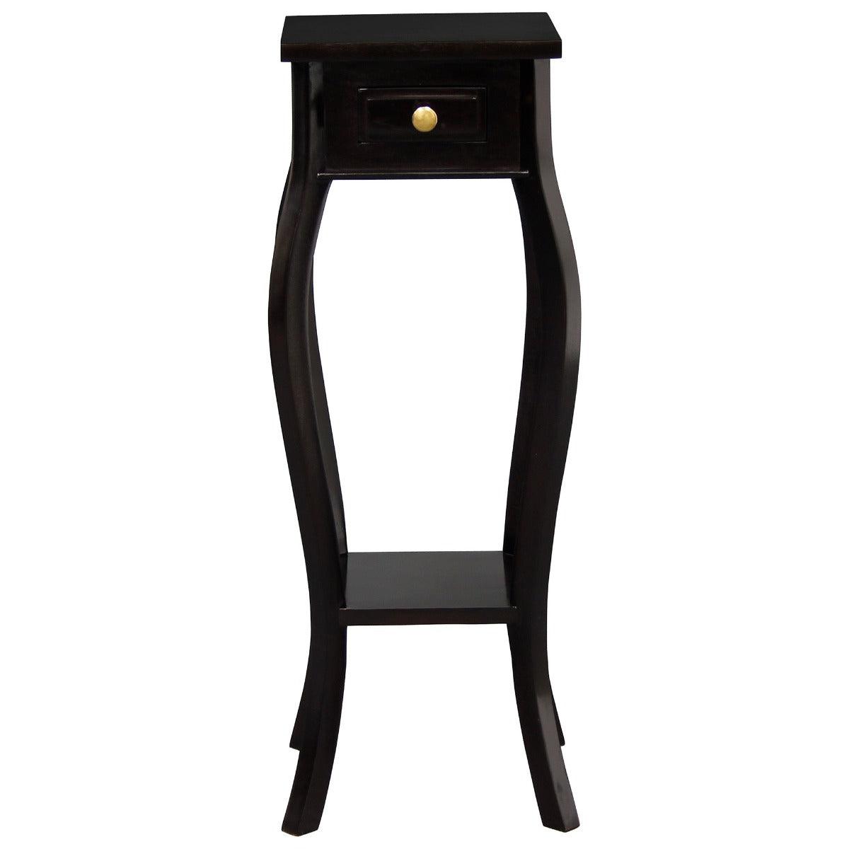 QUEEN ANN 1 DRAW CABRIOL LEG PLANT STAND - CHOCOLATE - MyChocolateWood