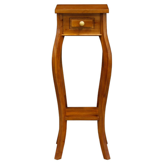 QUEEN ANN 1 DRAW CABRIOL LEG PLANT STAND - LIGHT PECAN - MyChocolateWood
