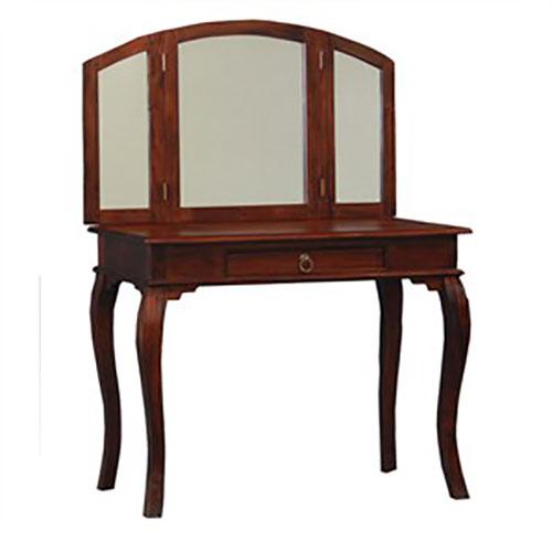 QUEEN ANN DRESSING TABLE WITH MIRROR IN SOLID MAHOGANY - MyChocolateWood