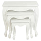 QUEEN ANN SOLID MAHOGANY NEST OF TABLES/SET OF 3 TABLES IN WHITE - MyChocolateWood