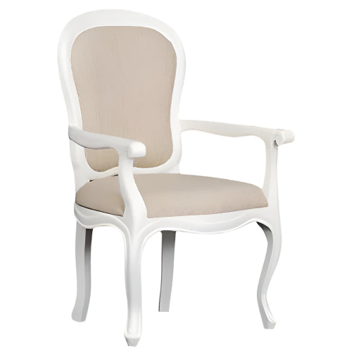 QUEEN ANN SOLID MAHOGANY TIMBER WHITE DINING CHAIR ARMCHAIR - MyChocolateWood