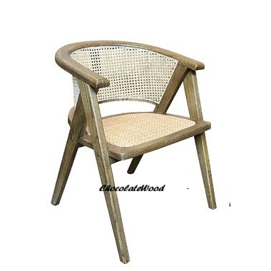 RAVELLA  SOLID ELMWOOD/RATTAN CHAIR KITCHEN CHAIR  DINING CHAIR ACCENT CHAIR  BLACK - MyChocolateWood