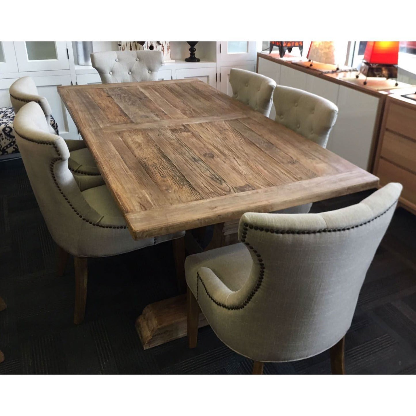 RHIANNON FARMHOUSE HAMPTON STYLE RUSTIC DINING TABLE IN 200CM - MyChocolateWood