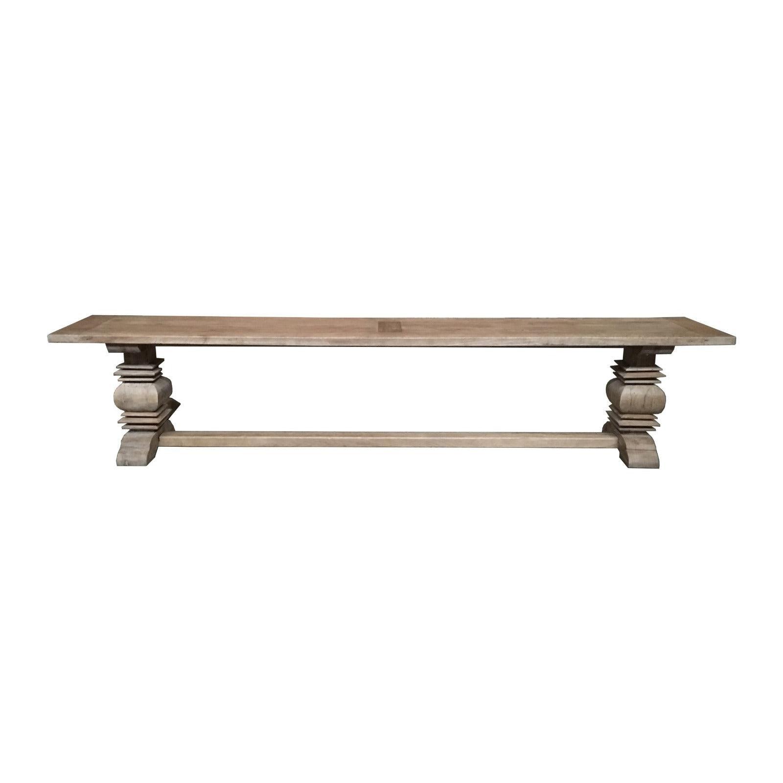 RHIANNON FARMHOUSE RUSTIC DINING TABLE 300CM + 2 X RHIANNON FARMHOUSE BENCHES IN RECYCLED ELM - MyChocolateWood