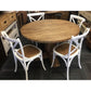 RHIANNON ROUND DINING TABLE IN RECYCLED ELM 120CM DIAMETER + 4 MELROSE DINING CHAIRS IN WHITE - MyChocolateWood