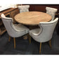 RHIANNON ROUND DINING TABLE IN RECYCLED ELM 120CM DIAMETER + 4 RIO DINING CHAIRS IN FLAXEEN - MyChocolateWood