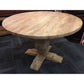 RHIANNON ROUND DINING TABLE IN RECYCLED ELM 120CM DIAMETER + 4 RIO DINING CHAIRS IN FLAXEEN - MyChocolateWood