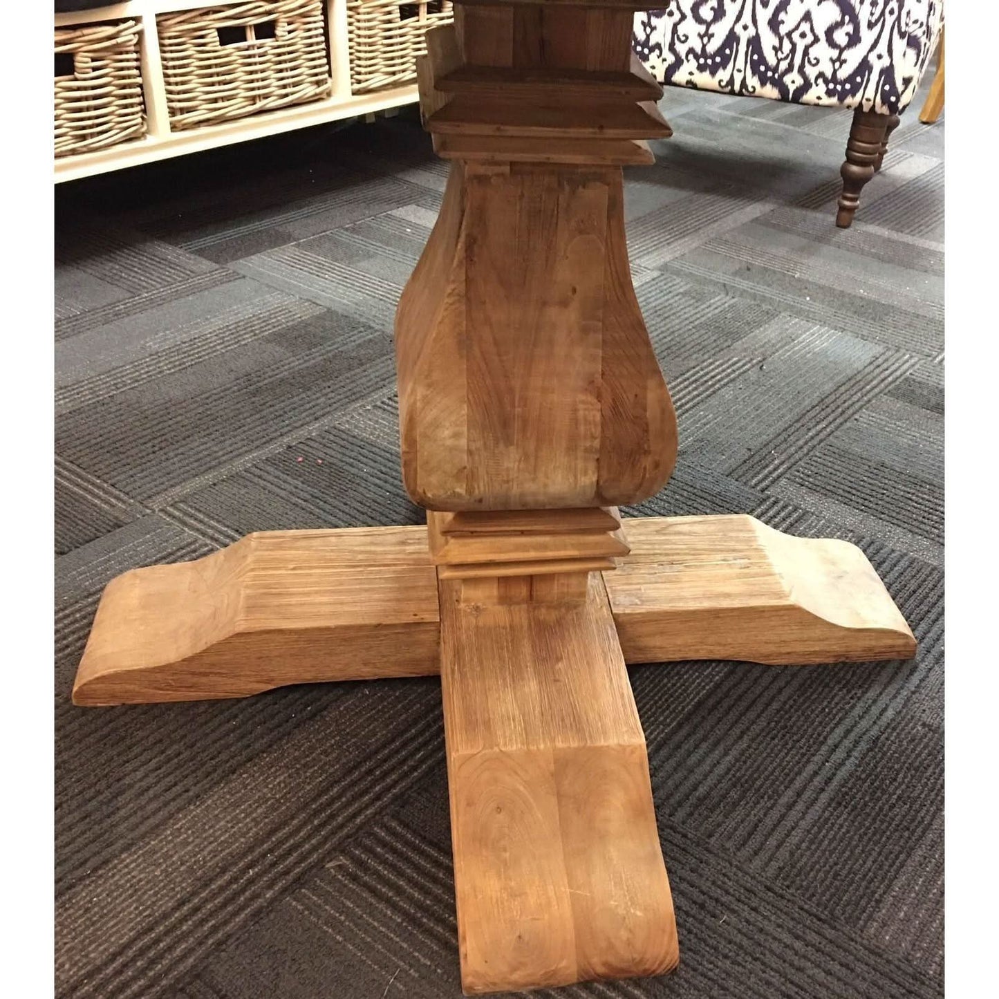 RHIANNON ROUND DINING TABLE IN RECYCLED ELM 120CM DIAMETER + 4 RIO DINING CHAIRS IN FLAXEEN - MyChocolateWood