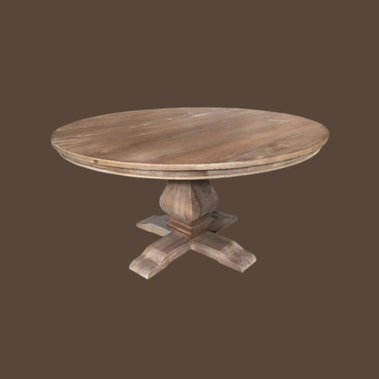 RHIANNON ROUND DINING TABLE IN RECYCLED ELM180CM DIAMETER - MyChocolateWood