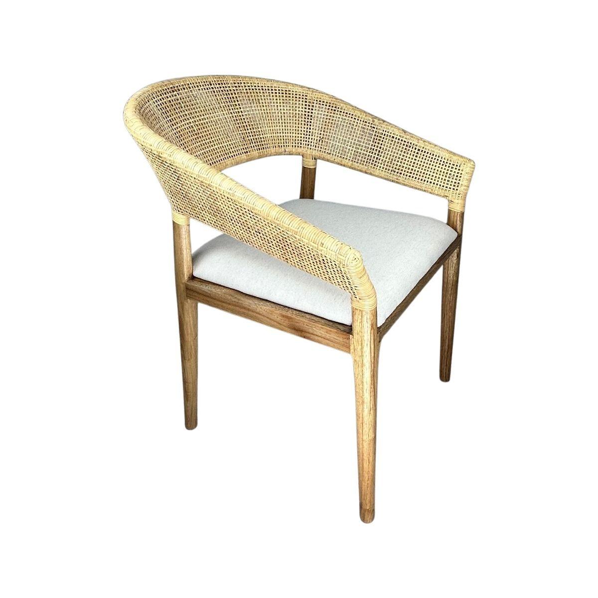 RICCO HAMPTON'S MINDI WOOD & NATURAL RATTAN DINING CHAIR ARMCHAIR MINDY LEGS - MyChocolateWood