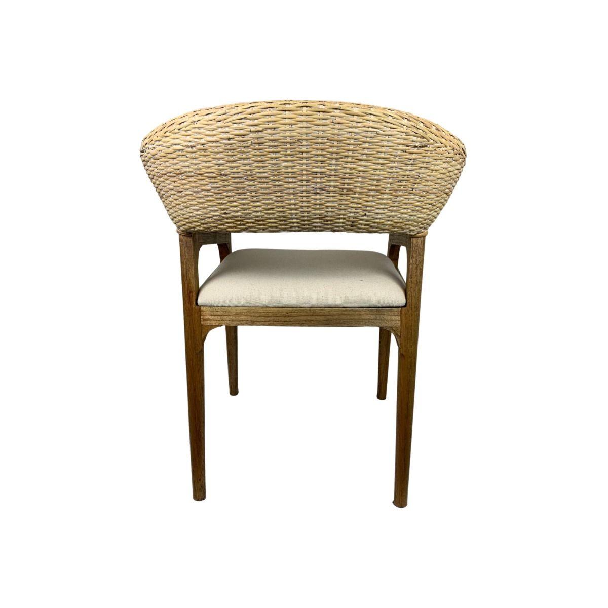 RICCO HAMPTONS CHAIR DINING CHAIR ARMCHAIR WHITEWASHED RATTAN /BROWN MINDI LEGS - MyChocolateWood