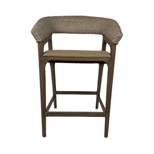 RICCO HAMPTONS COUNTER STOOL SMOKE GREY WASH RATTAN SOREL LEGS - MyChocolateWood