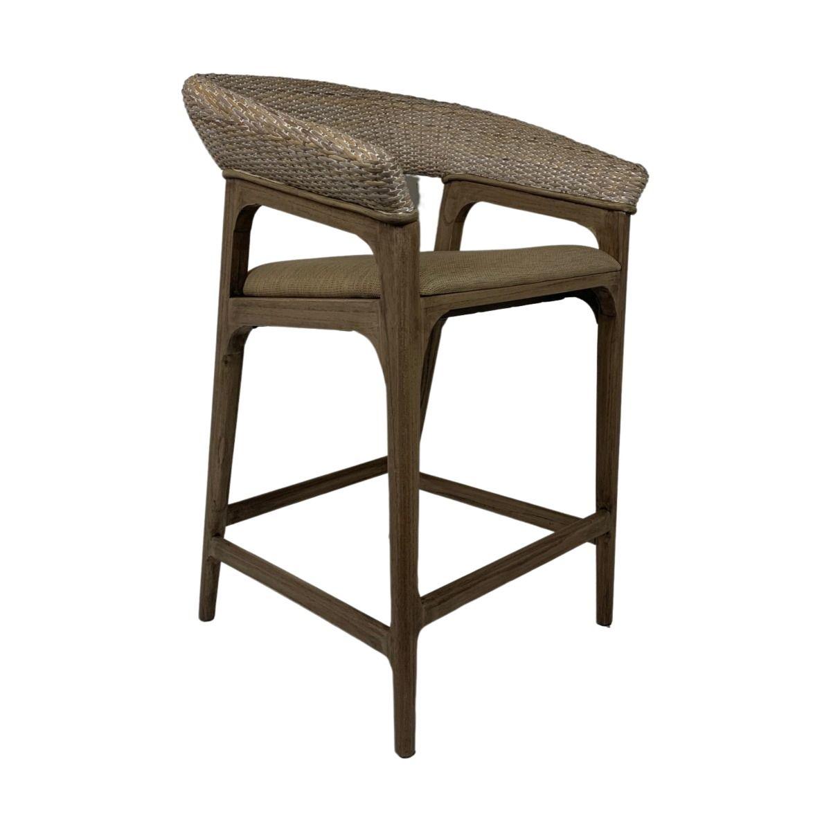 RICCO HAMPTONS COUNTER STOOL SMOKE GREY WASH RATTAN SOREL LEGS - MyChocolateWood