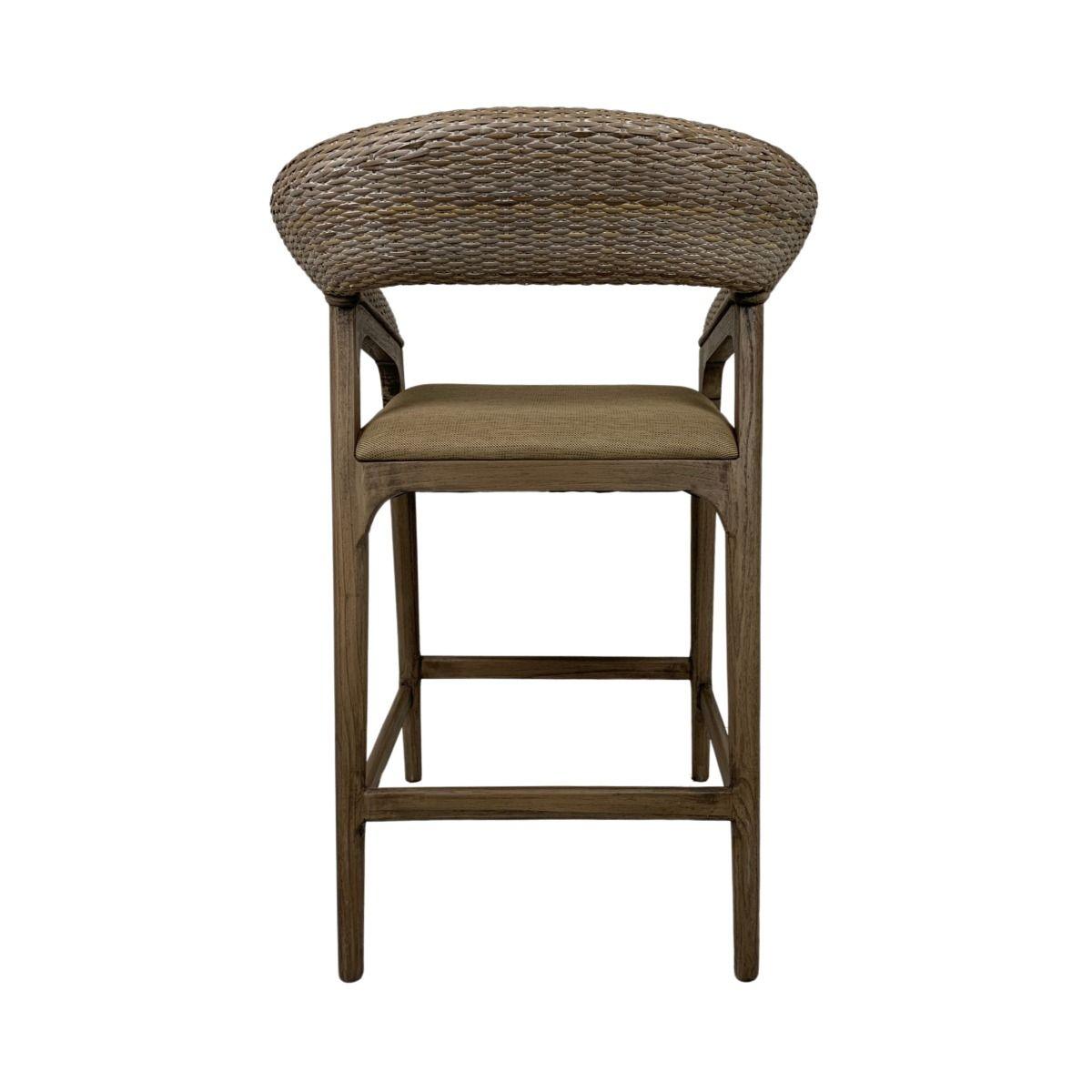 RICCO HAMPTONS COUNTER STOOL SMOKE GREY WASH RATTAN SOREL LEGS - MyChocolateWood