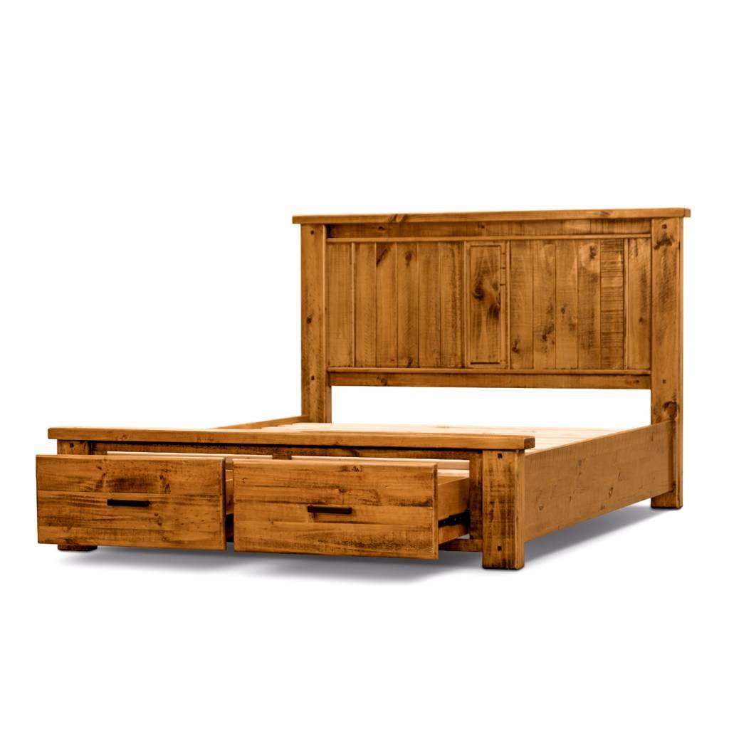 RICHMOND KING SIZE BED IN SOLID PINE WITH END DRAWERS - MyChocolateWood