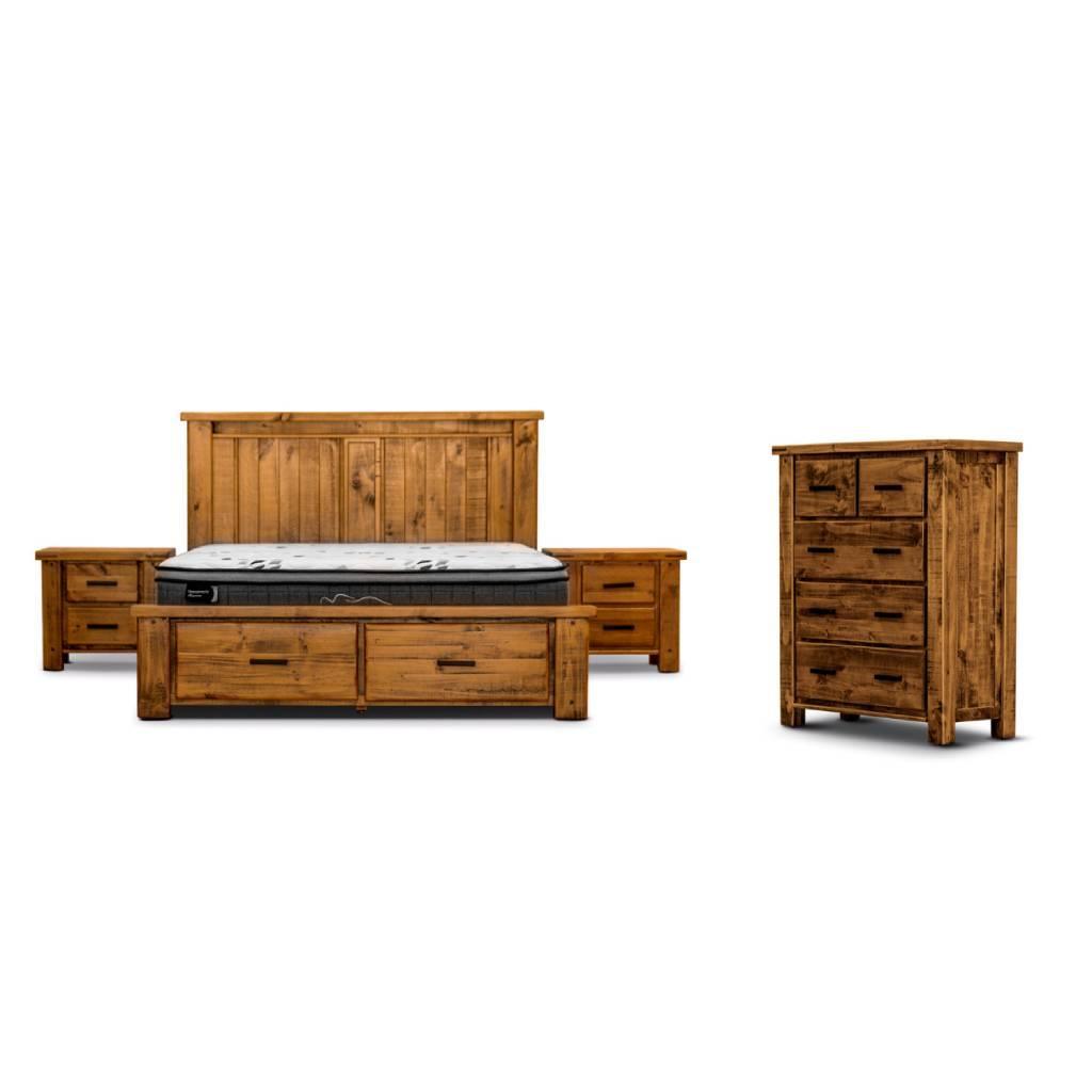RICHMOND QUEEN SIZE BED WITH TALLBOY AND TWO BEDSIDE TABLES - PACKAGE DEAL - MyChocolateWood