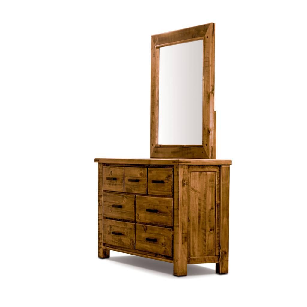 RICHMOND SOLID PINE DRESSER/DRESSING TABLE/CHEST OF 3 OVER 4 DRAWERS + MIRROR PACKAGE DEAL - MyChocolateWood