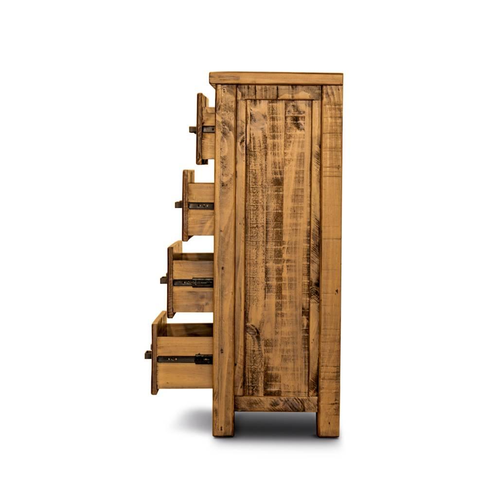 RICHMOND SOLID PINE TALLBOY 2 OVER 3 DRAWERS/CHEST OF 2 OVER 3 DRAWERS RUSTIC OAK - MyChocolateWood