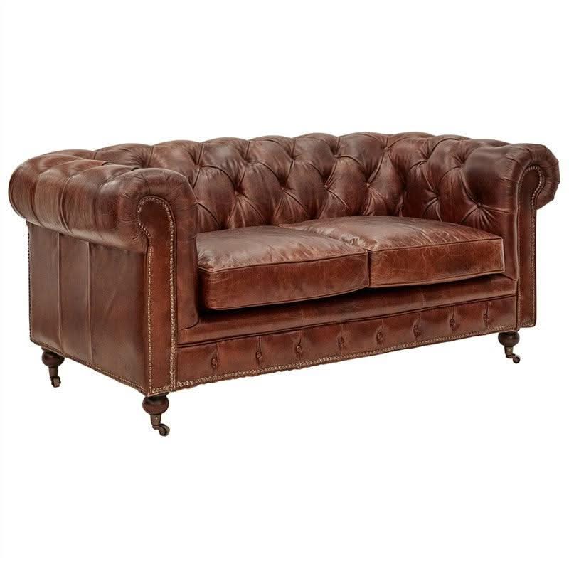 RIMINI 2-SEATER HAMPTON COURT AGED LEATHER SOFA - MyChocolateWood