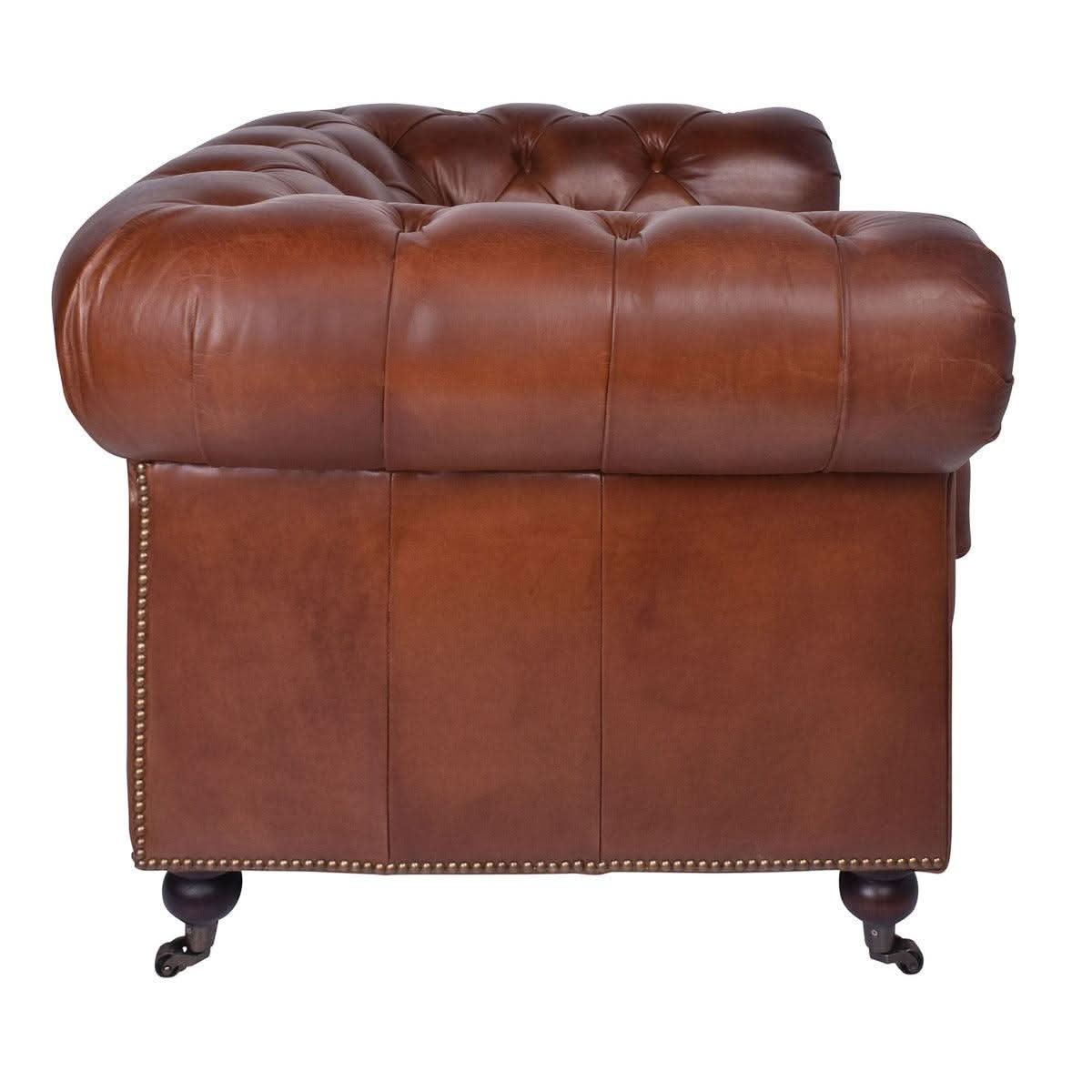RIMINI HAMPTON COURT AGED LEATHER ARMCHAIR - MyChocolateWood
