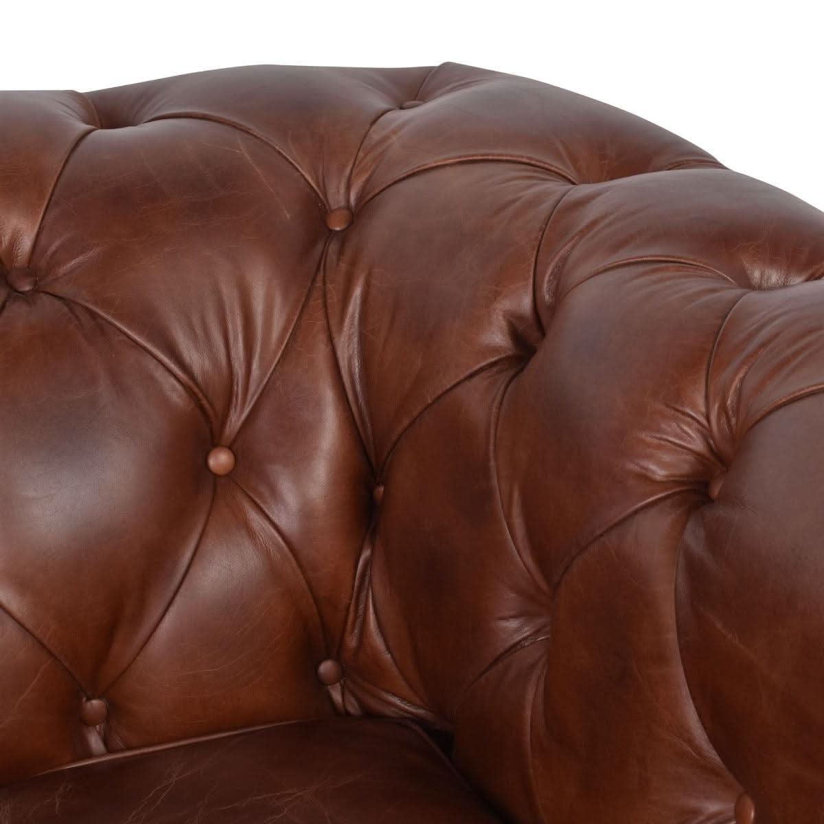 RIMINI HAMPTON COURT AGED LEATHER ARMCHAIR - MyChocolateWood