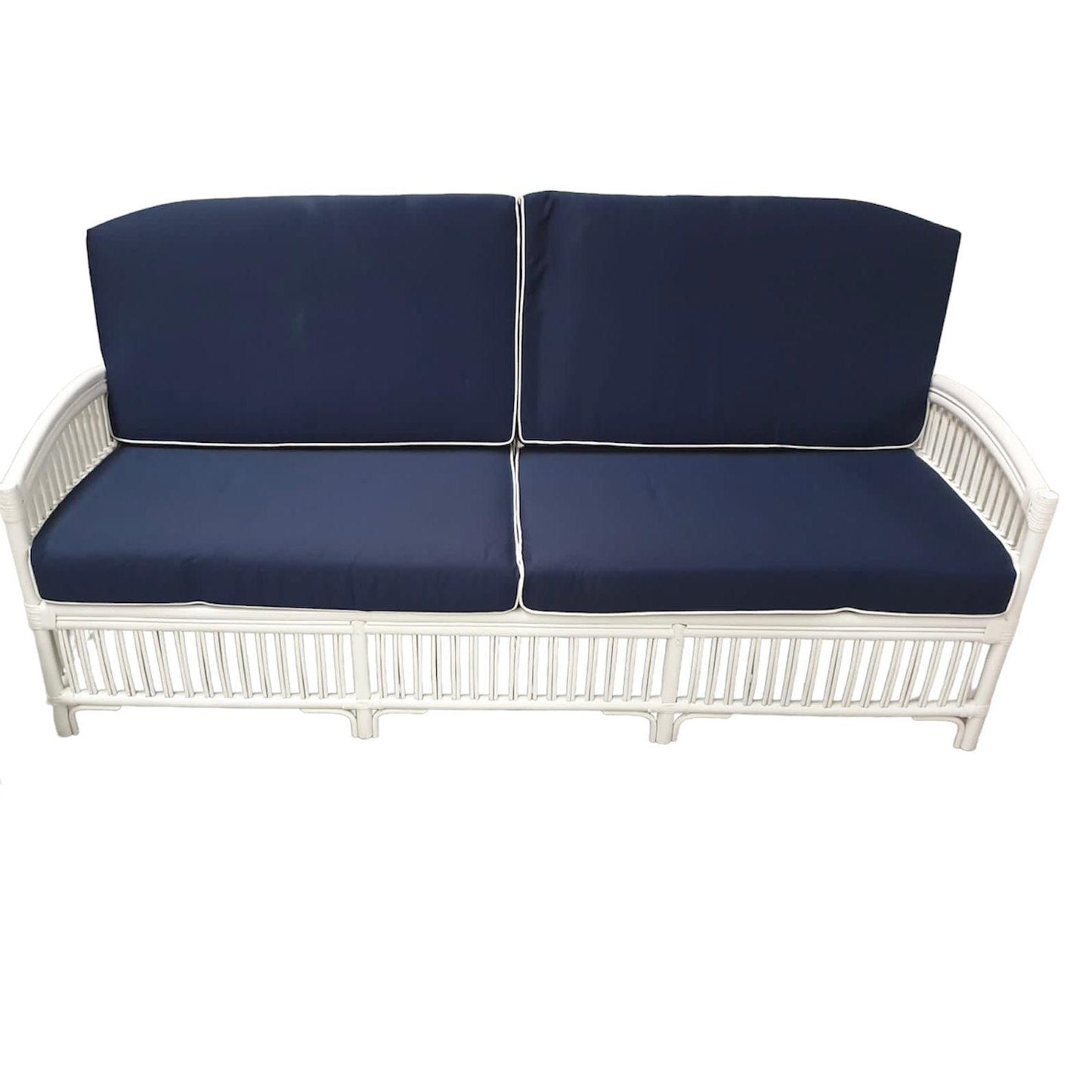 ROMAN WHITE RATTAN LOUNGE W/BLUE CUSHION - MyChocolateWood