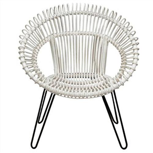 ROSALIND HAND WOVEN RATTAN LEISURE CHAIR - WHITE/BLACK - MyChocolateWood