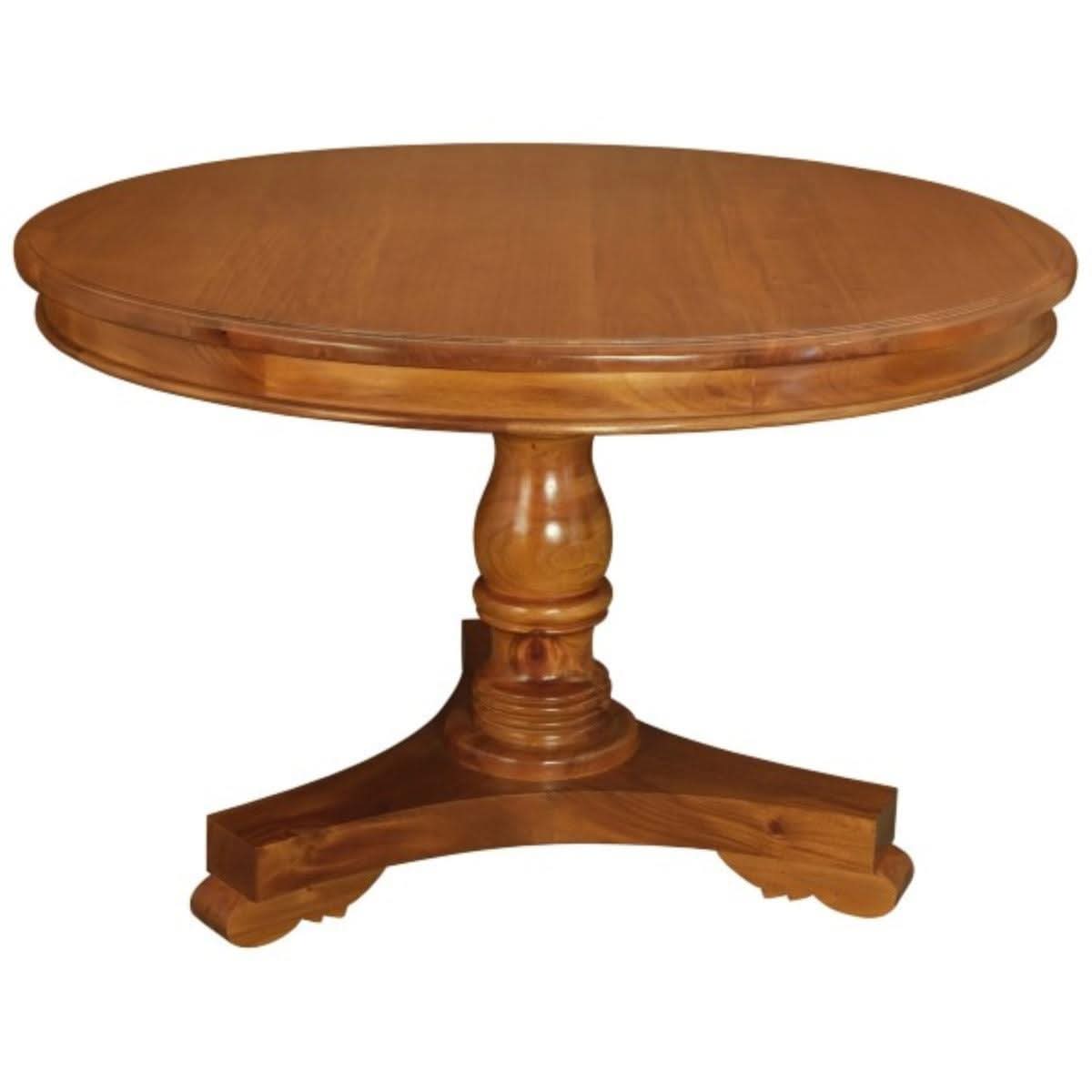 ROSMARIE QUEEN ANN ROUND DINING TABLE IN SOLID MAHOGANY 120CM - LIGHT PECAN - MyChocolateWood