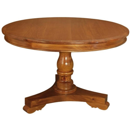ROSMARIE QUEEN ANN ROUND DINING TABLE IN SOLID MAHOGANY 120CM - LIGHT PECAN - MyChocolateWood