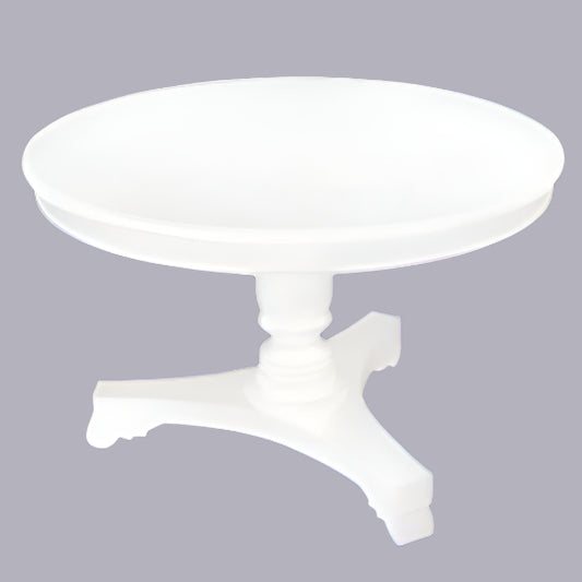 ROSMARIE QUEEN ANN ROUND DINING TABLE IN SOLID MAHOGANY 120CM - SOLID WHITE - MyChocolateWood