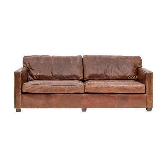 ROXIE AGED LEATHER 3 SEATER SOFA - ITALIAN TOP GRAIN LEATHER - MyChocolateWood