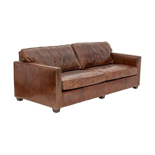 ROXIE AGED LEATHER 3 SEATER SOFA - ITALIAN TOP GRAIN LEATHER - MyChocolateWood