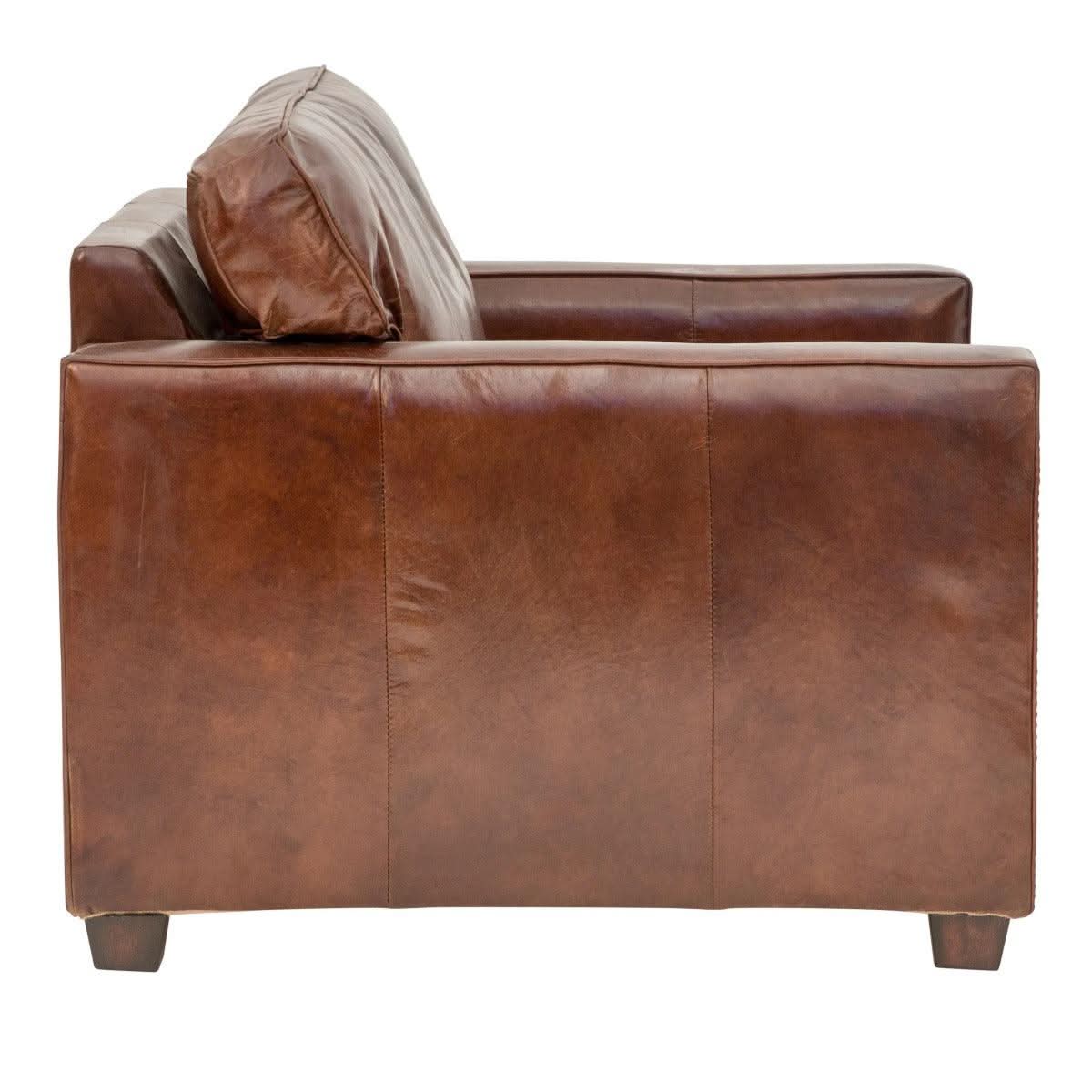 ROXIE AGED LEATHER SINGLE ARMCHAIR IN TOP GRAIN COW HIDE - MyChocolateWood