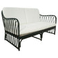 RUSSO HAMPTON BLACK RATTAN 2.5 SEATER SOFA SETTEE COUCH WHITE CUSHION - MyChocolateWood