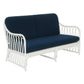 RUSSO HAMPTON WHITE RATTAN 2.5 SEATER SOFA SETTEE COUCH NAVY BLUE CUSHION - MyChocolateWood