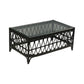 RUSSO TEMPERED GLASS TOP RATTAN COFFEE TABLE IN SOLID BLACK - MyChocolateWood