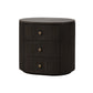 SABRAN MAHOGANY OVAL 3-DRAWER BEDSIDE TABLE NIGHTSTAND GREY OAK