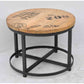 SADIE SOLID MANGO WOOD ROUND COFFEE TABLE WITH IRON LEGS INDUSTRIAL STYLE MARKS. - MyChocolateWood