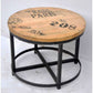 SADIE SOLID MANGO WOOD ROUND COFFEE TABLE WITH IRON LEGS INDUSTRIAL STYLE MARKS. - MyChocolateWood