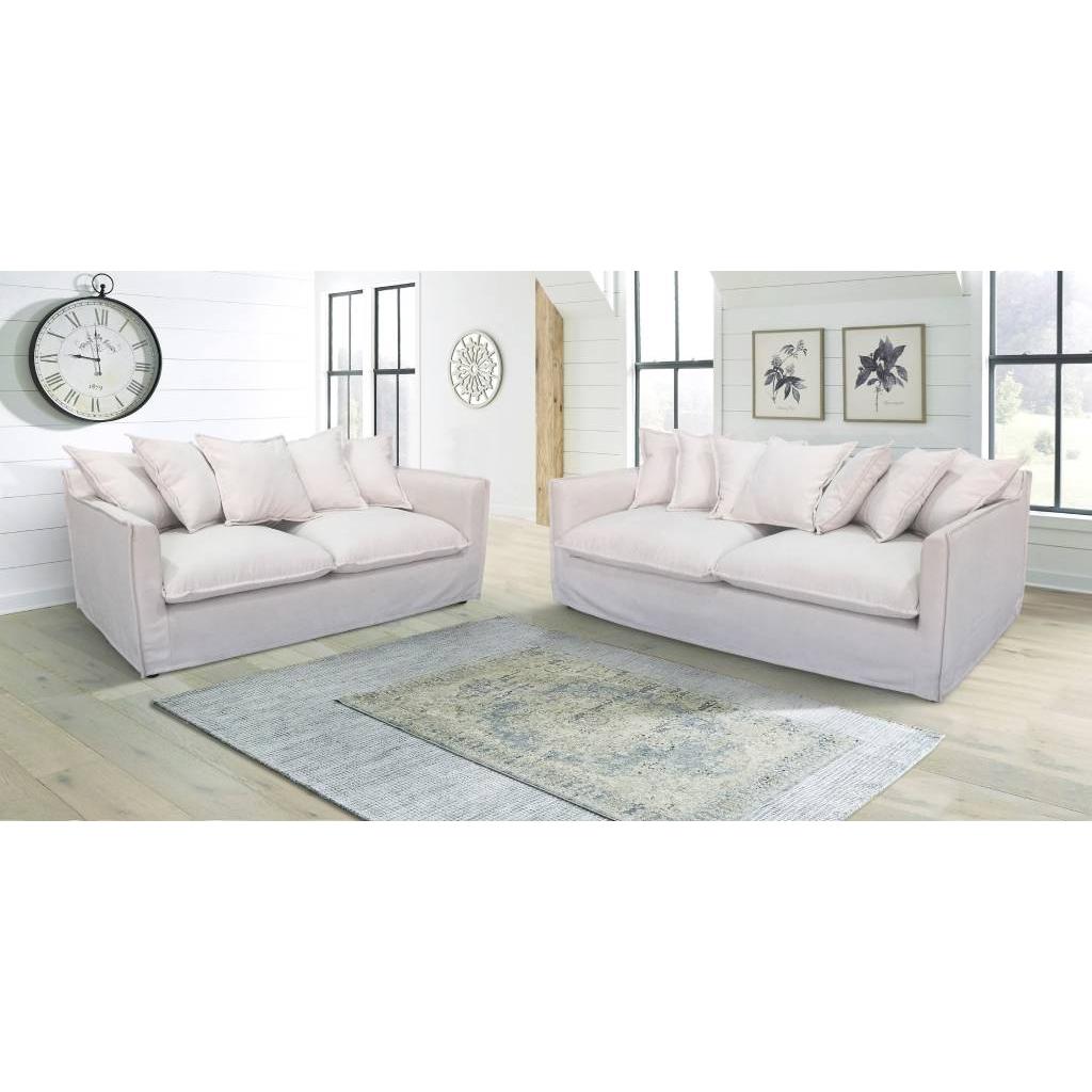 SALIS 2-SEATER SOFA FABRIC WITH 5 CUSHIONS IN STONE COLOUR