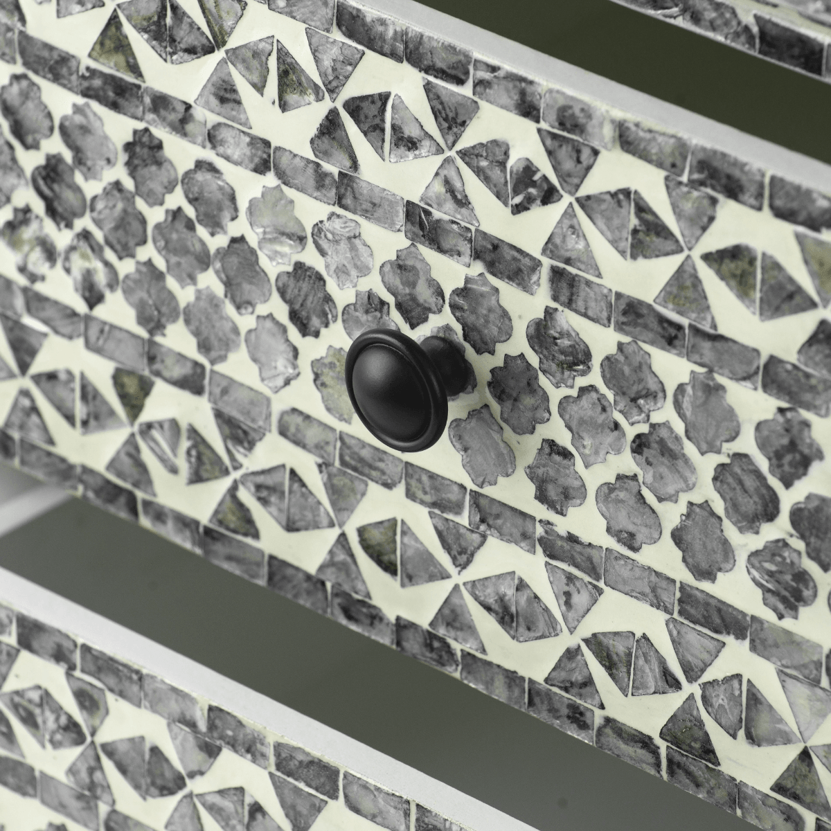 SANTA FE SIDE SHELL INLAY 3 DRAWER SIDE TABLE/BEDSIDE TABLE - MyChocolateWood