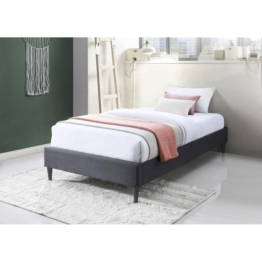 SASHA FABRIC SINGLE BED BASE IN MID GREY