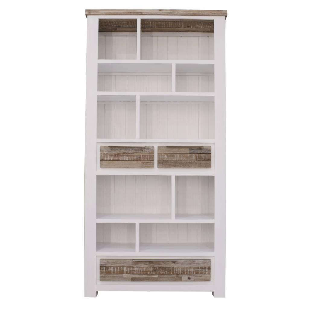 SCARBRO HAMPTONS SOLID ACACIA TIMBER BOOKCASE WITH 3 DRAWERS - MyChocolateWood