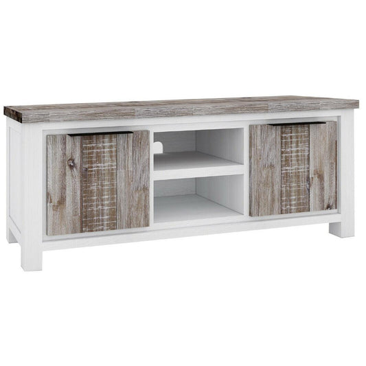 SCARBRO HAMPTONS SOLID ACACIA TIMBER TV/ENTERTAINMENT UNIT 2 DOORS & 2 SHELVES 176CM - MyChocolateWood