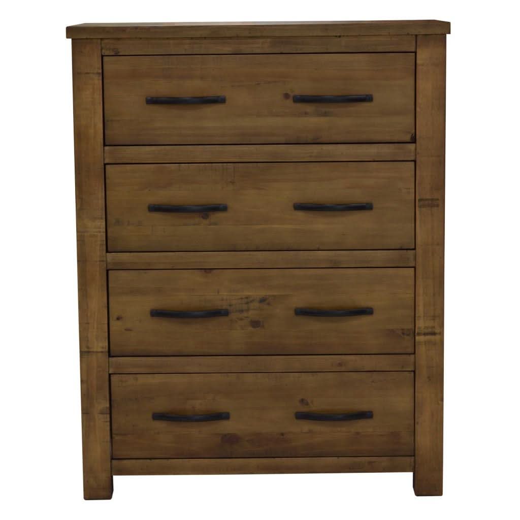 SCOTTI SOLID PINE 4 DRAWER TALLBOY/ 4 DRAWER CHEST OF DRAWERS AGED SUNDRIED ASH COLOUR - MyChocolateWood