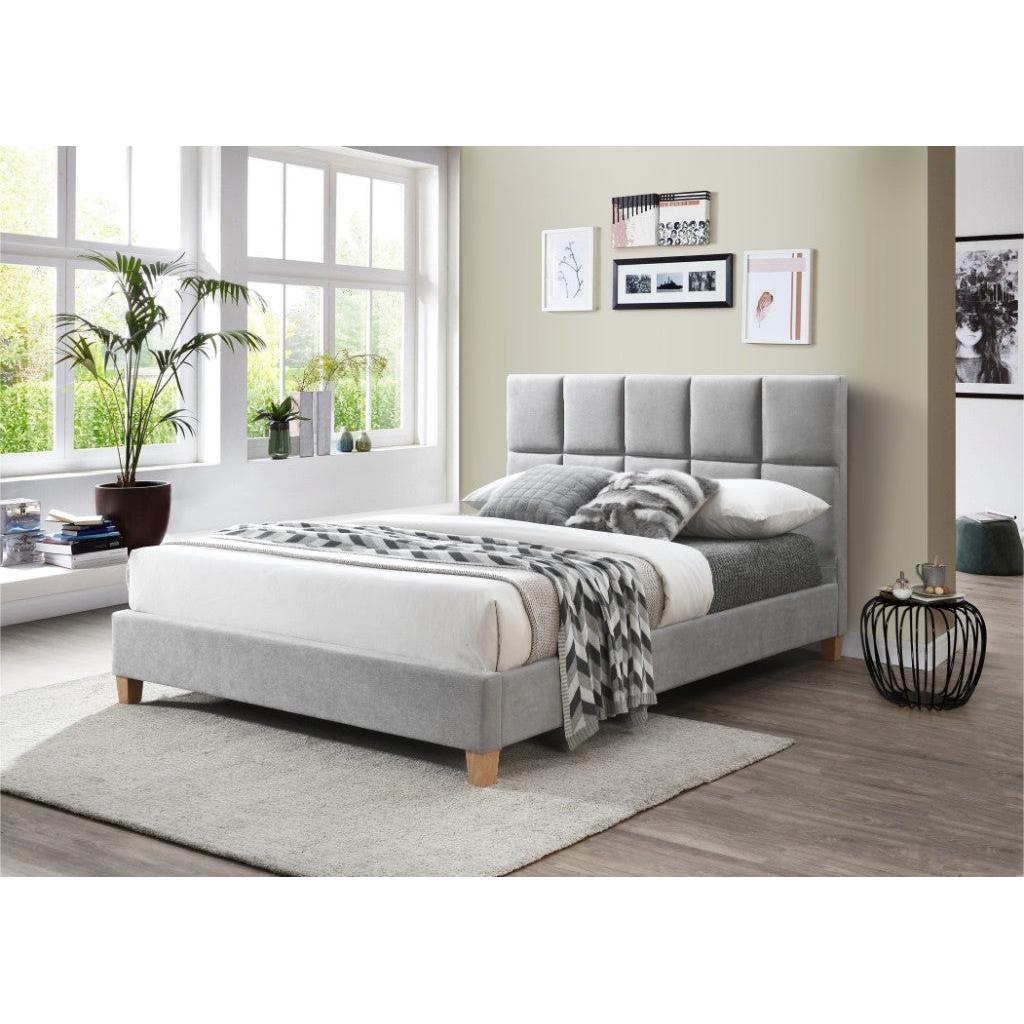 SCRIVENS FABRIC QUEEN BED IN MIST GREY