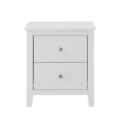 SELENE RUBBERWOOD 2-DRAWER BEDSIDE TABLE WHITE - MyChocolateWood