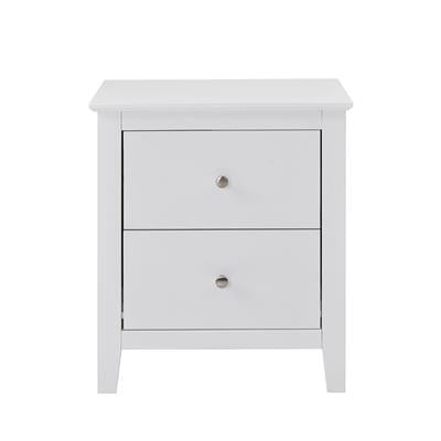 SELENE RUBBERWOOD 2-DRAWER BEDSIDE TABLE WHITE